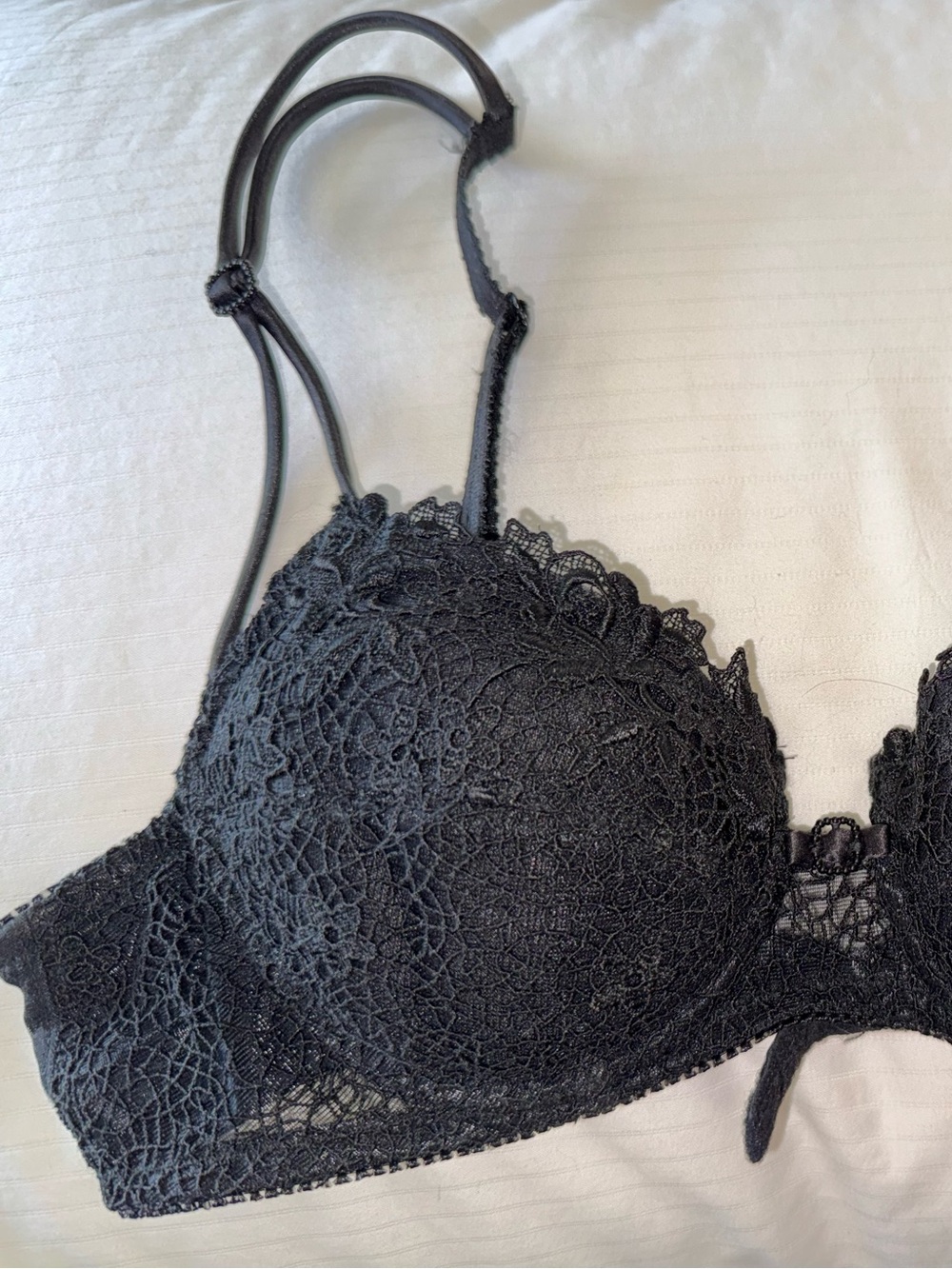 Felina Black Lace Double-Strap Push-Up Bra 32A